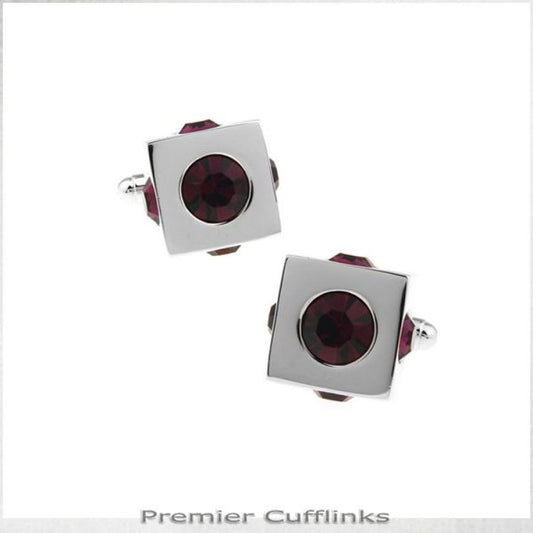 SILVER WITH SCARLET STUDS CUFFLINKS