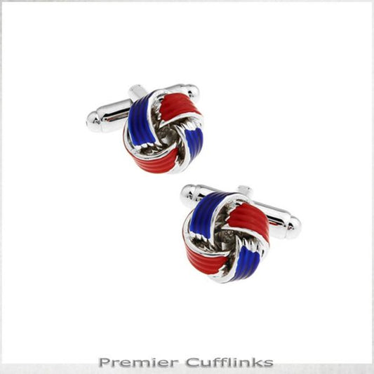 RED AND BLUE KNOT CUFFLINKS