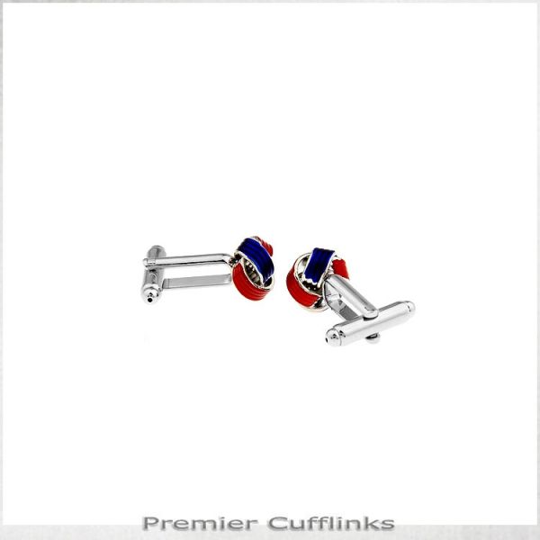 RED AND BLUE KNOT CUFFLINKS