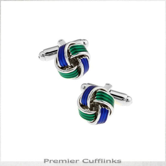 GREEN AND BLUE KNOT CUFFLINKS