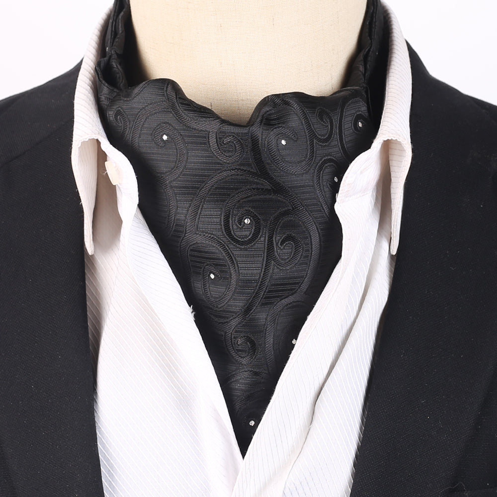 Black Swirls with Sparkly Dots Ascot Cravat
