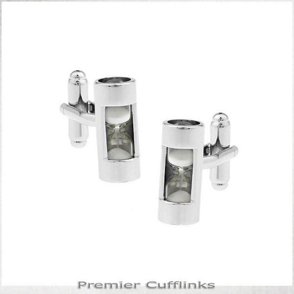 WHITE HOURGLASS CUFFLINKS