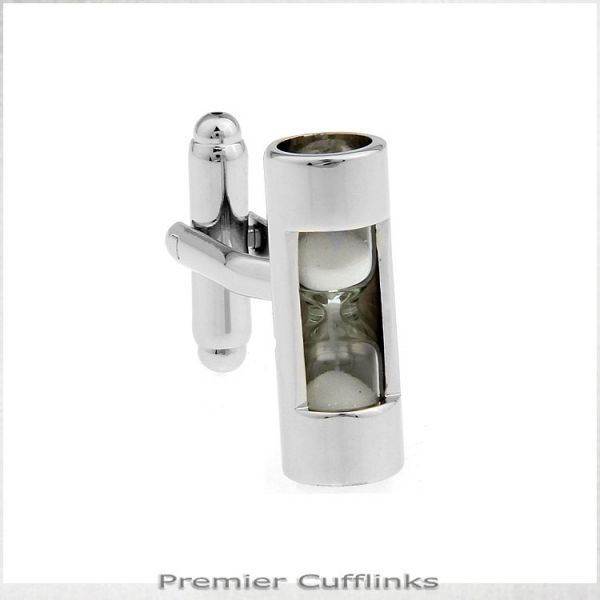 WHITE HOURGLASS CUFFLINKS
