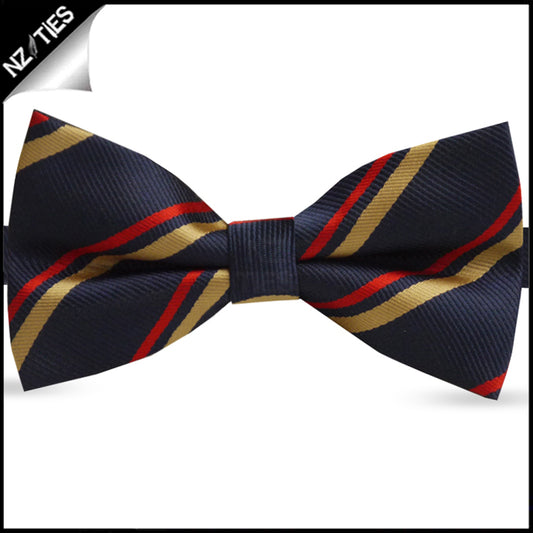 Navy Blue with Red & Gold Stripes Bow Tie
