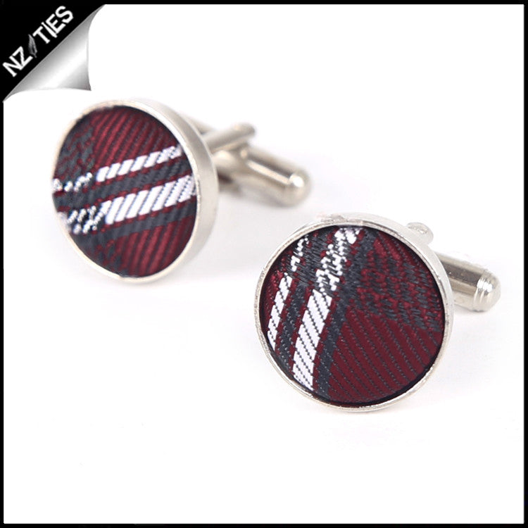 Mens Burgundy Plaid Cufflinks