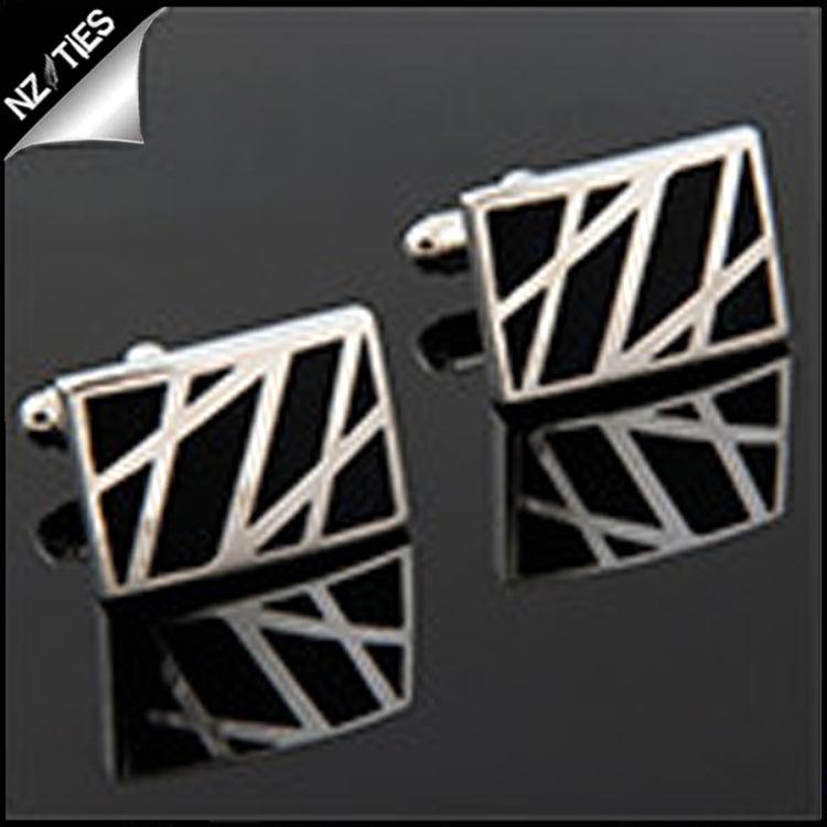 Mens Black & Silver Zig Zags Cufflinks