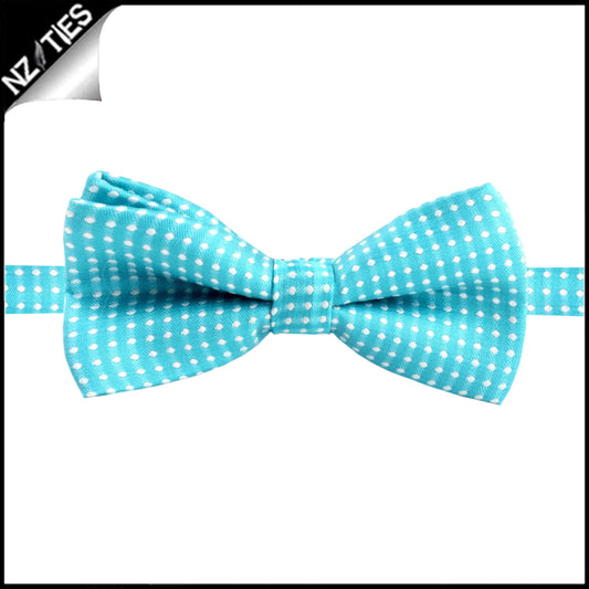 Boys Turquoise with White Polkadots Bow Tie