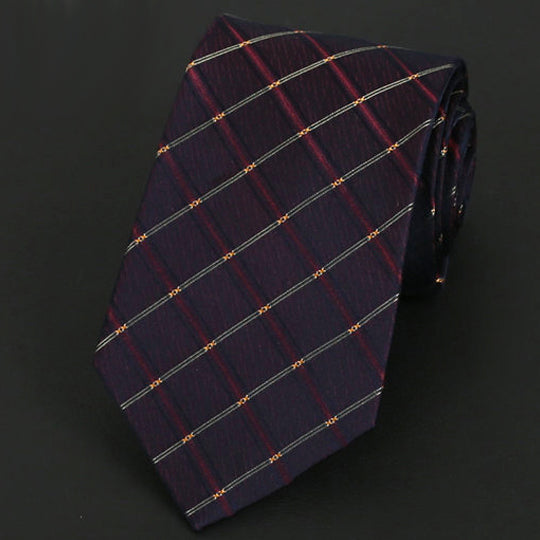 Maroon, Burgundy & Gold Crosshatch Silk Tie