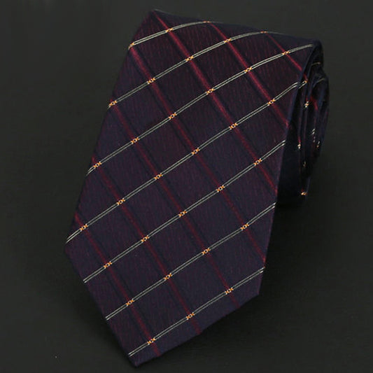 Maroon, Burgundy & Gold Crosshatch Silk Tie