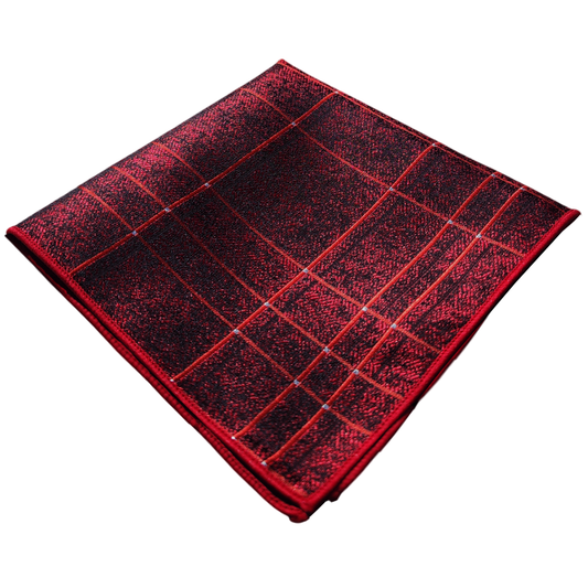 Red & Dark Red Crosshatch Pocket Square