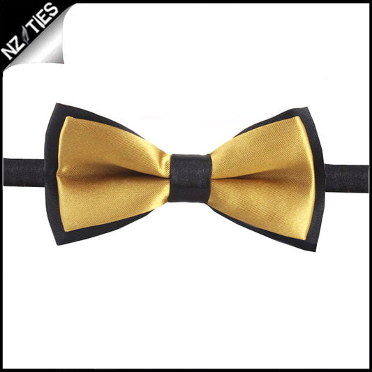 Boys Gold with Black Back Bow Tie