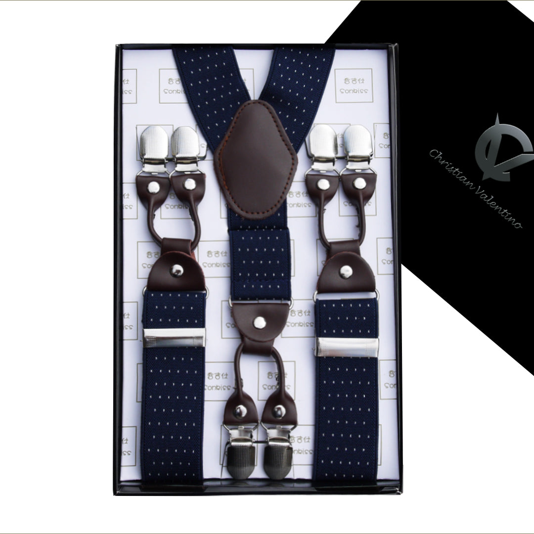 Midnight Blue Pin Dot Leather Attachment 3.5 Braces