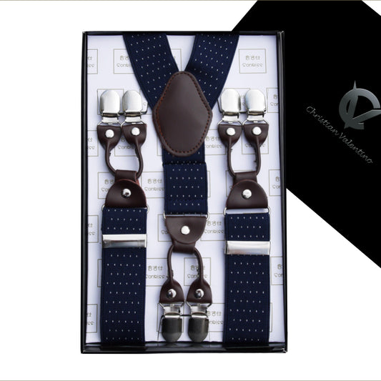 Midnight Blue Pin Dot Leather Attachment 3.5 Braces