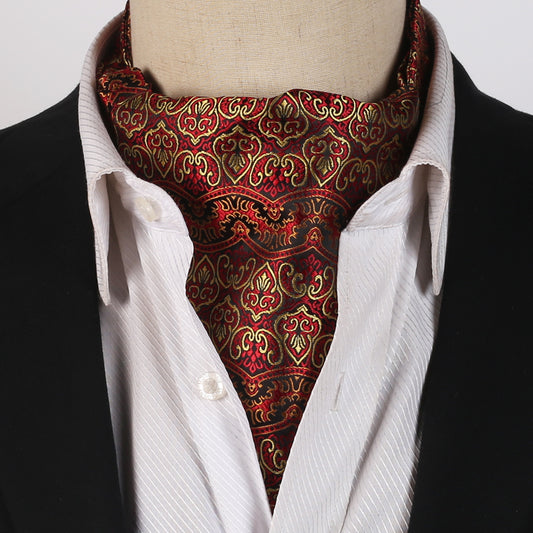 Red with Gold Damask Design Ascot Cravat