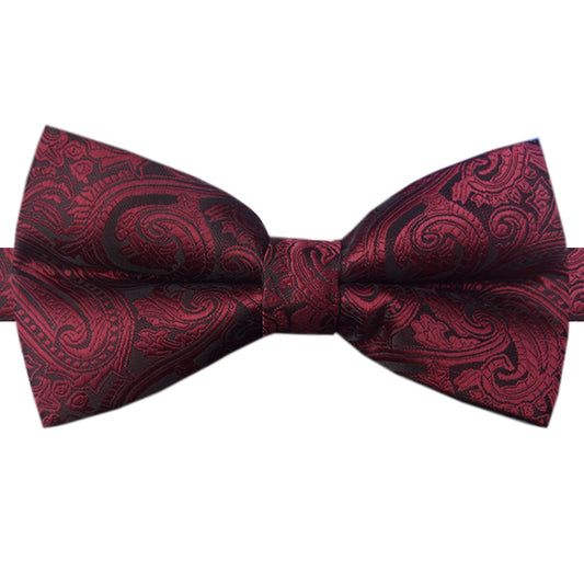 Burgundy & Black Paisley Bow Tie