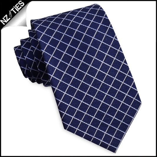 Dark Blue with White Diamonds Mens Necktie