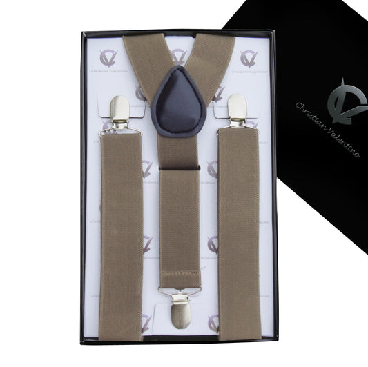 Tan Y3.5cm Men's Braces Suspenders