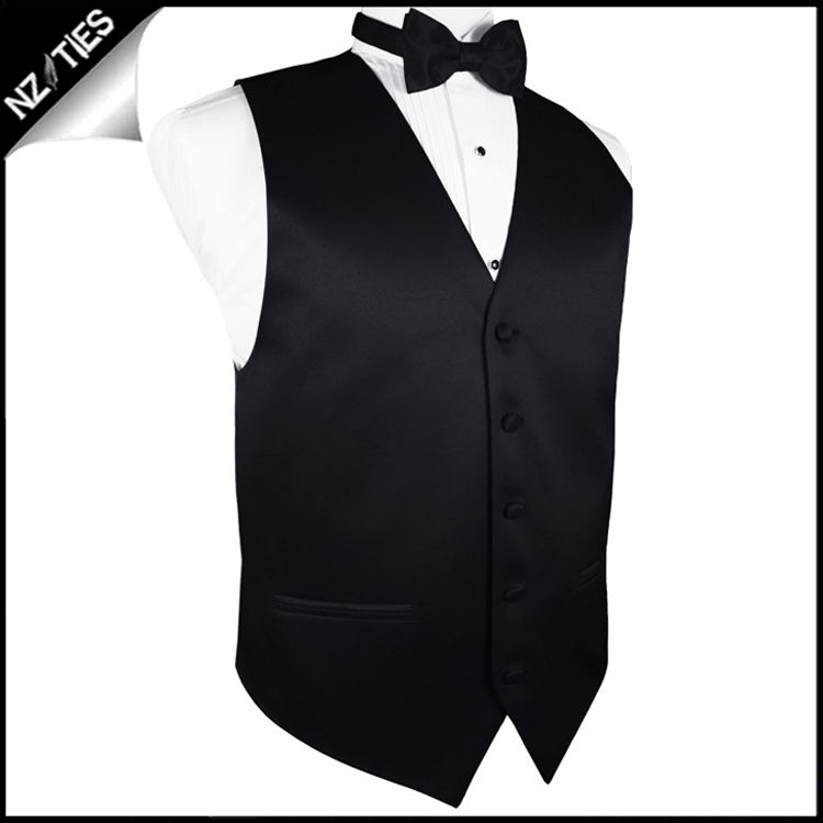 Mens Black Waistcoat Vest 34" / 87cm S 4