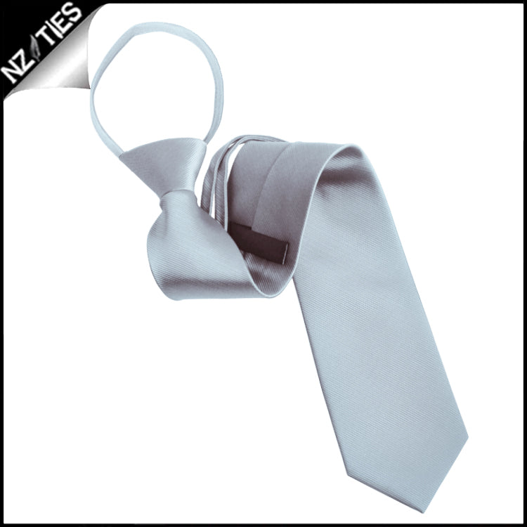 Mens Light Silver Zipper Necktie