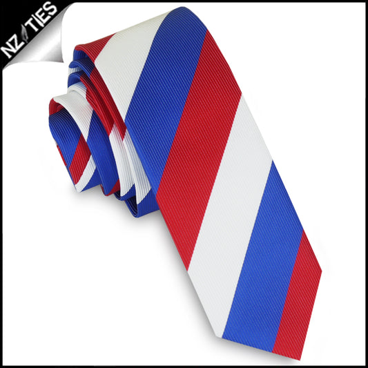 Red, White & Blue Stripes Mens Skinny Necktie