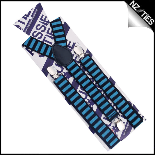Blue & Black Stripes Braces Suspenders