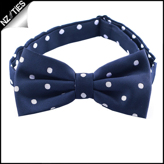 Midnight Blue Polka Dot Mens Bow Tie