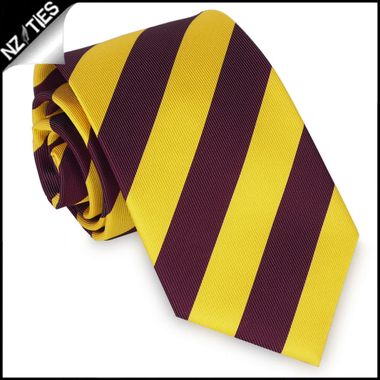 Yellow and Maroon Stripes Boys Necktie