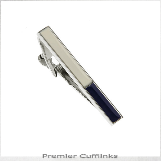 Dark Blue & Ivory Tie Clip