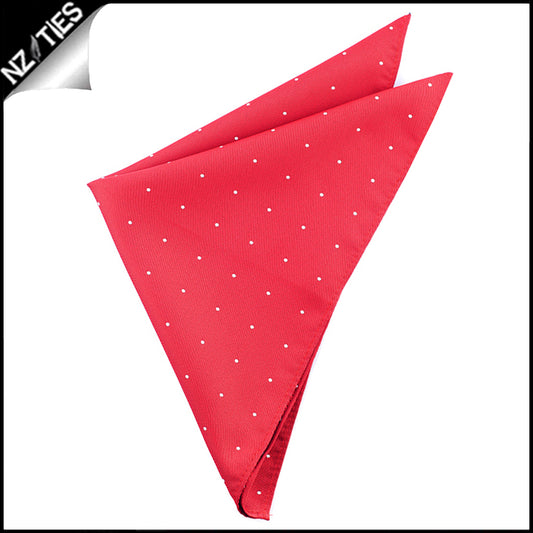 Cherry Red Pin Dot Pocket Square Handkerchief