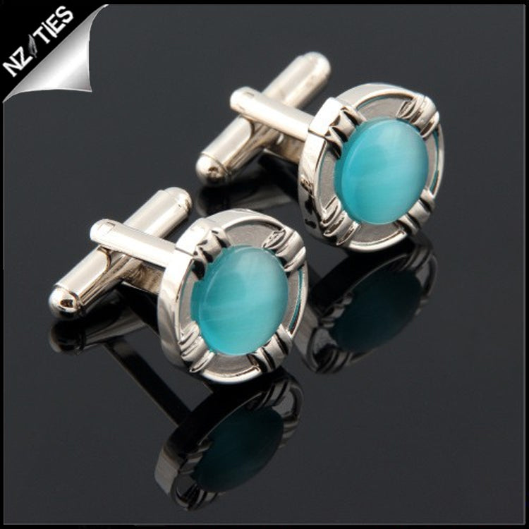 Mens Silver with Turquoise Inset Cufflinks