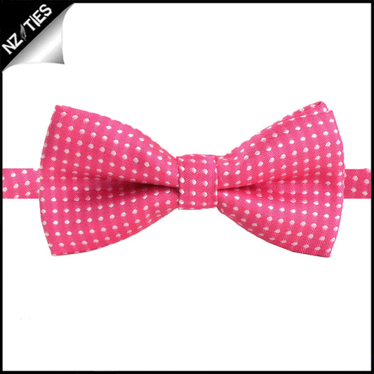 Boys Bright Hot Pink with White Polka Dots Bow Tie