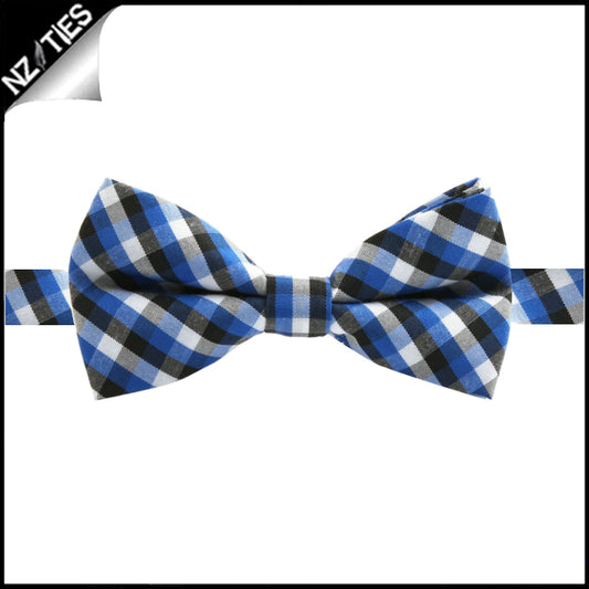 Boys Blue, Black and White Check Bow Tie