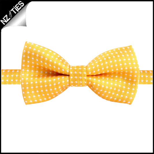 Boys Yellow with White Polkadots Bow Tie