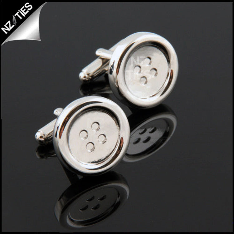 Mens Silver Buttons Cufflinks