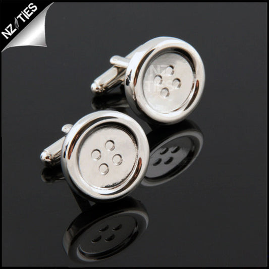 Mens Silver Buttons Cufflinks
