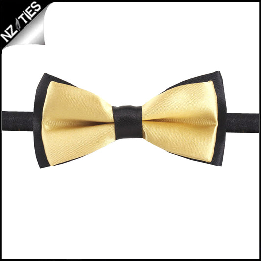 Boys Light Gold with Black Back Bow Tie