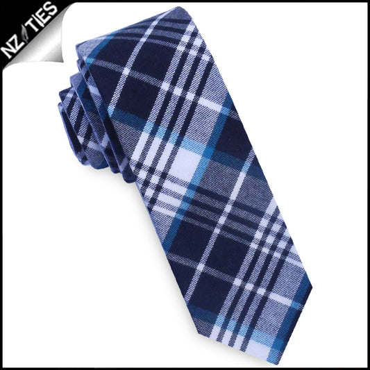 Jade, Black & White Tartan Plaid Skinny Tie