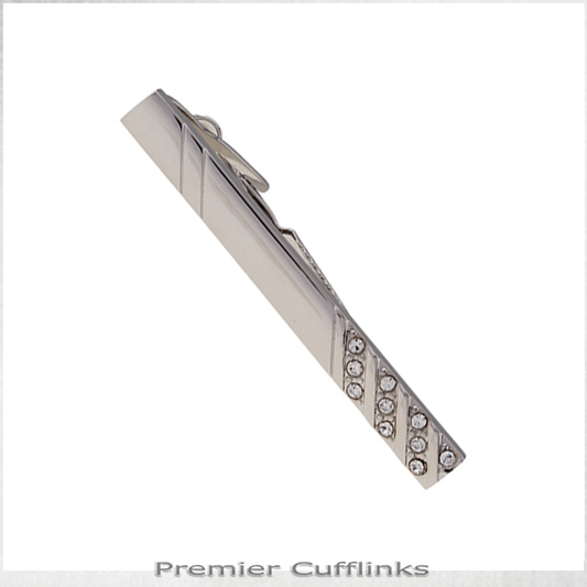 Silver Diamante Insets Tie Clip