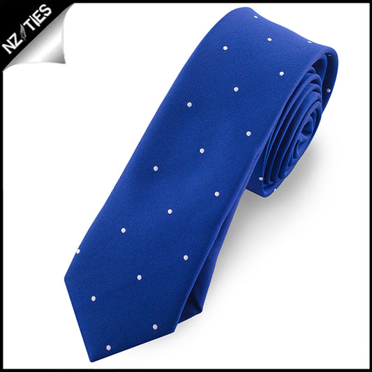 Navy Blue Pin Dot Mens Skinny Necktie