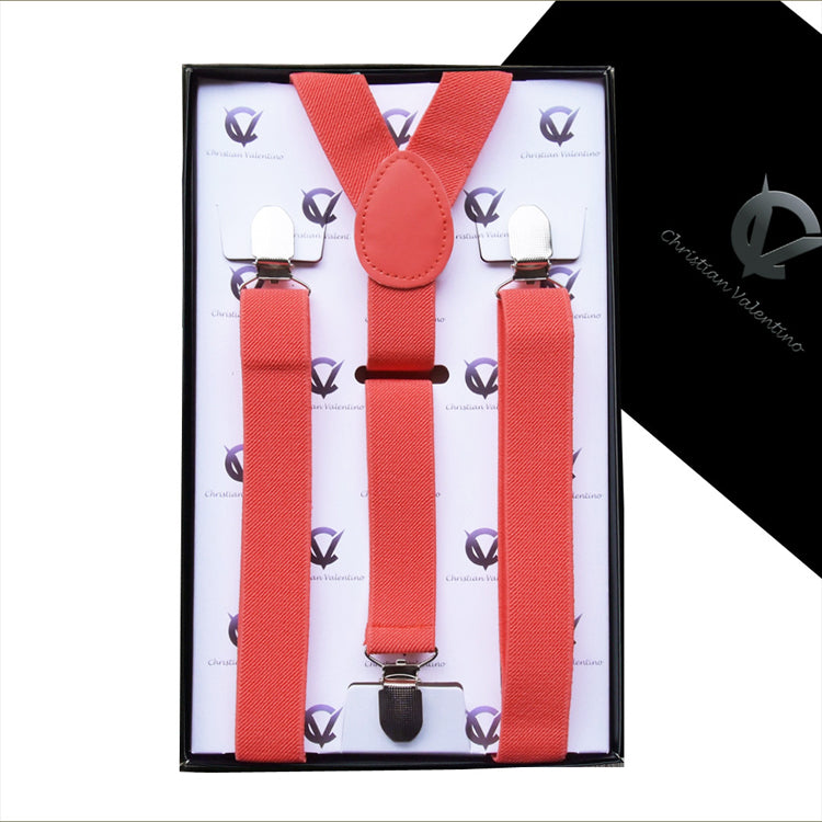 Men's Dark Coral Salmon Y2.5cm Braces Suspenders