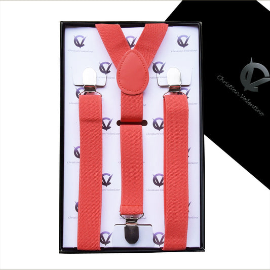 Men's Dark Coral Salmon Y2.5cm Braces Suspenders
