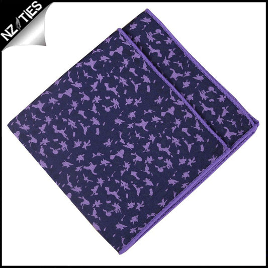 Navy with Purple Brocade Pocket Square