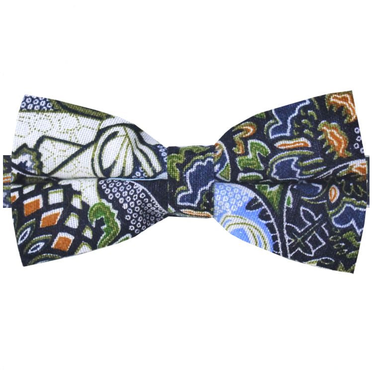 Black with Earthy Colours Floral Bow Tie
