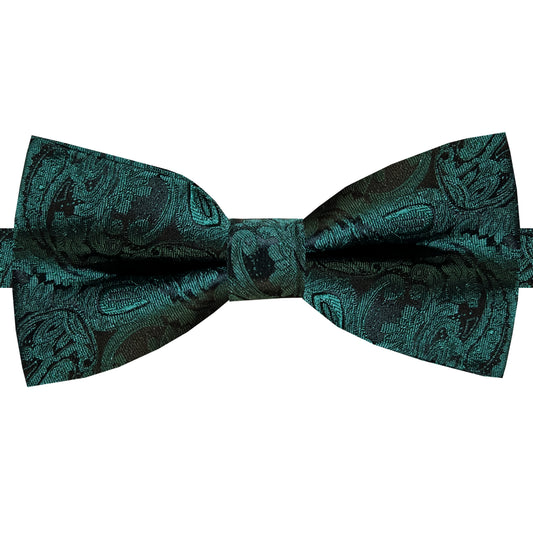 Black with Green Paisley Bow Tie
