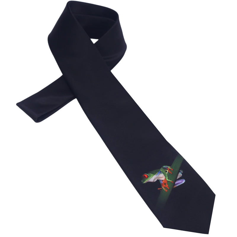 Black with Tree Frog Slim Tie
