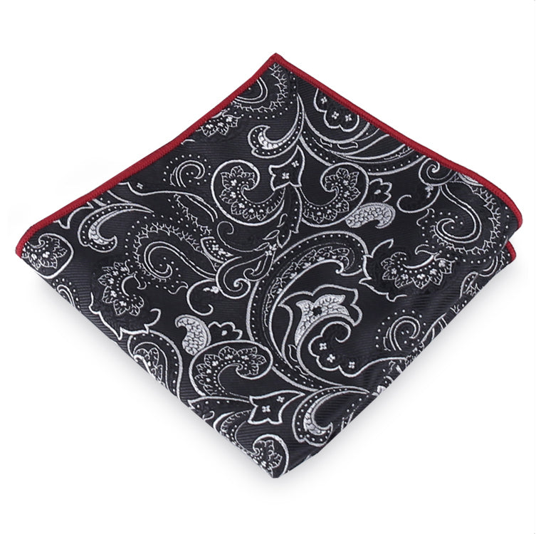 Black with White Floral Pocket Square