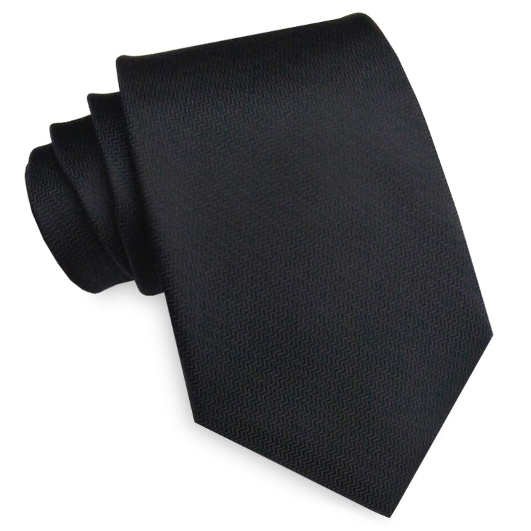 Black with Zig Zag Texture Mens Tie