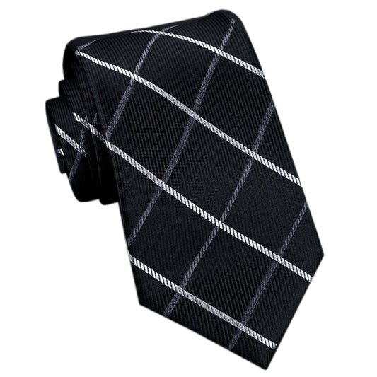 Black with Mid & Light Grey Diamonds Mens Tie