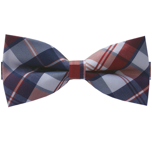 Blue, Red & White Tartan Bow Tie