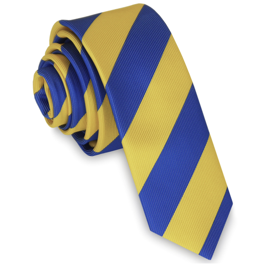 Blue & Yellow Stripes Mens Skinny Tie